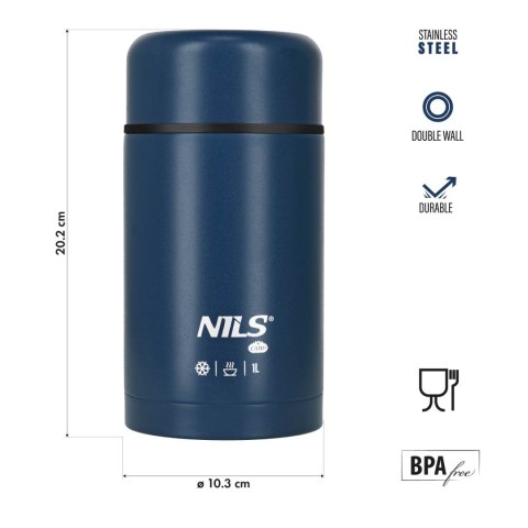NC3802 TERMOS OBIADOWY 1000ML NIEBIESKI NILS CAMP