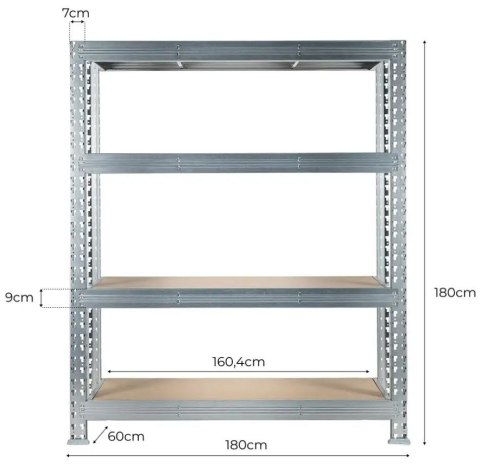 REGAŁ METALOWY MEGA MET 300 180*180*60CM, OCYNK