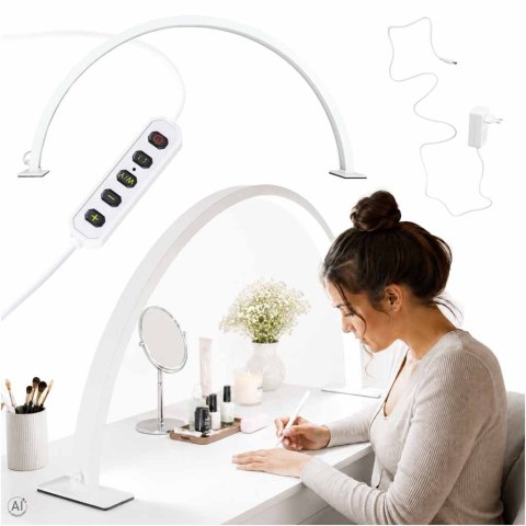 Lampa kosmetyczna LED bezcieniowa biurkowa do manicure paznokci łuk biała