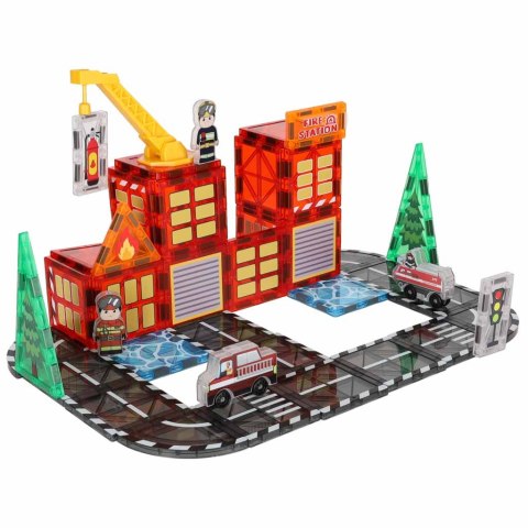 Klocki magnetyczne konstrukcyjne 3D straż pożarna 48 elementów
