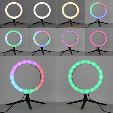 Lampa pierścieniowa do selfie LED RGB na statywie