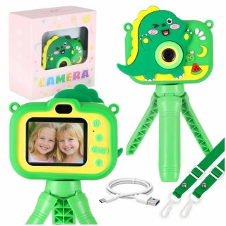 Aparat fotograficzny cyfrowy dla dzieci na statywie dinozaur zielony 8GB