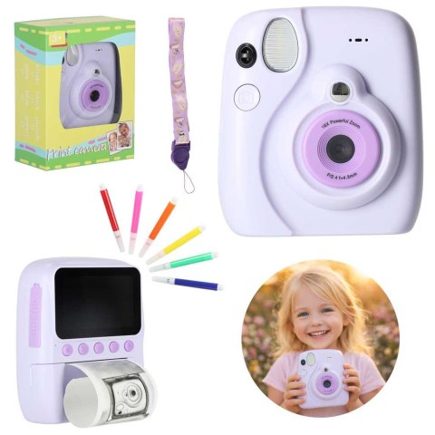 Aparat fotograficzny cyfrowy natychmiastowy 16x wkłady mazaki fioletowy 8GB