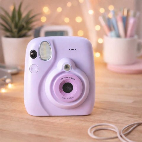 Aparat fotograficzny cyfrowy natychmiastowy 16x wkłady mazaki fioletowy 8GB
