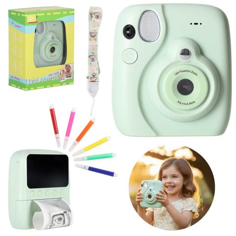 Aparat fotograficzny cyfrowy natychmiastowy 16x wkłady mazaki zielony 8GB