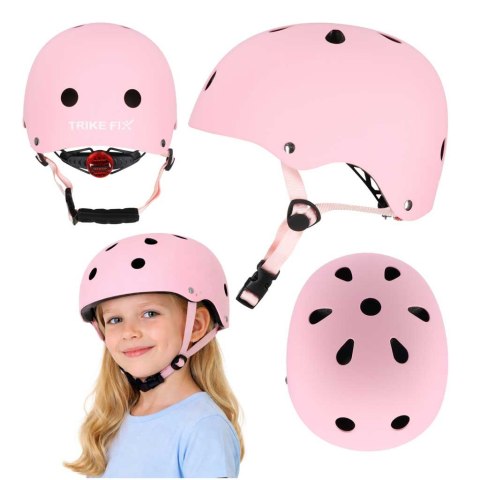 Kask rowerowy dla dziecka Trike Fix dziecięcy regulowany LED S 48-54cm różowy