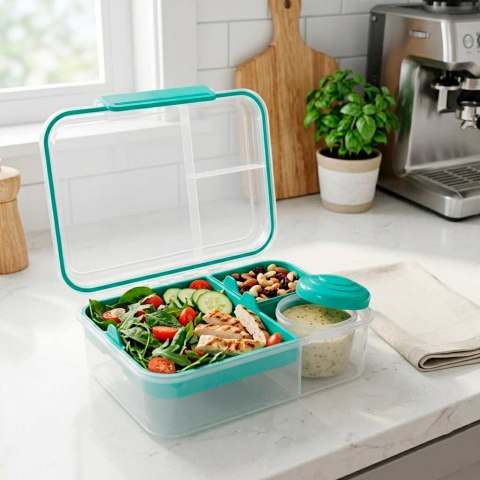 Lunch box śniadaniówka pudełko śniadaniowe z przegródkami dzielone 2200ml miętowe