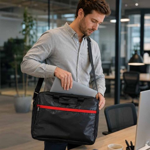 Torba na laptopa 15,6 cali na ramię z paskiem teczka biznesowa damska męska czarna