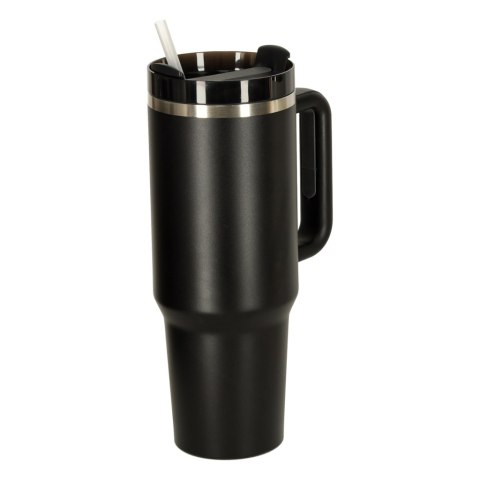 Kubek termiczny ze słomką i uchwytem termos 1200ml czarny