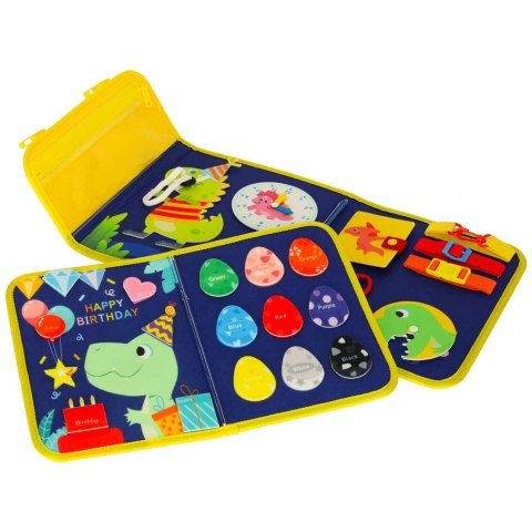 Tablica manipulacyjna sensoryczna montessori walizka plecak niebieski