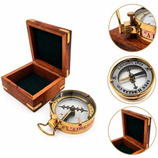 Kompas Mosiężny Map Reader w Pudełku Drewnianym Retro - NC1087