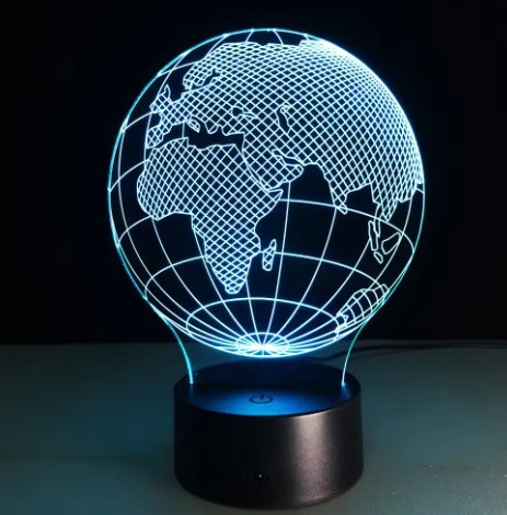 Lampka LED - Globus - 7 różnych kolorów - USB - P108