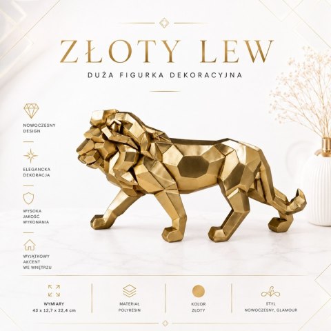 Figurka Lew Złoty Duży 43cm Nowoczesny - 43477Y2