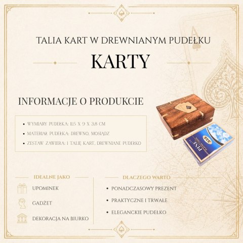 Talia Kart w Drewnianym Pudełku z Mosiężnymi Zdobieniami - CS-005