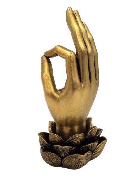 Złota Figurka Dłoń Buddy Mudra OM - Joga Kwiat Lotosu - 43724