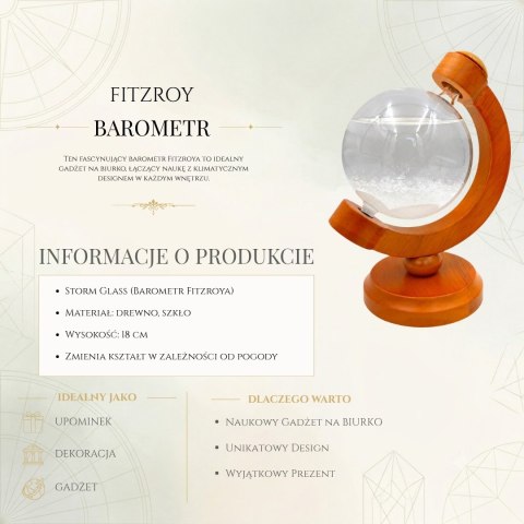 Barometr Burzowy Fitzroya Globus - Dekoracja Biurka Gadżet - BAW11003