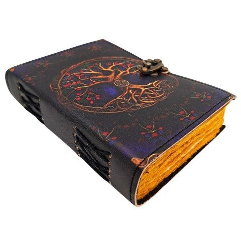 Notes Skórzany Vintage Retro 200 stron - Skóra Kozia - Drzewo Życia - AH18
