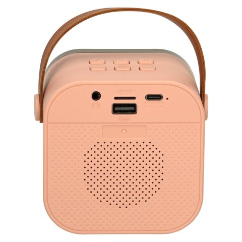 Zestaw do karaoke głośnik Bluetooth 2 mikrofony USB LED 6W różowy