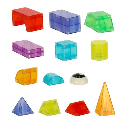 Klocki magnetyczne konstrukcyjne świecące elementy figury 3D 64 el.