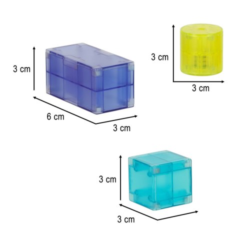 Klocki magnetyczne konstrukcyjne świecące elementy figury 3D 64 el.