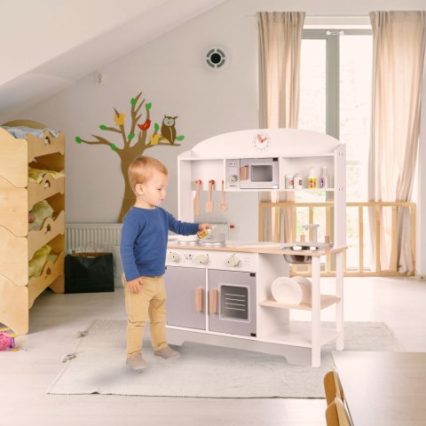 Kuchnia dla dzieci drewniana MDF MODERN CLASSIC akcesoria 82cm szara