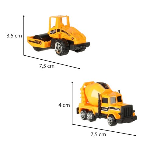 Samochody maszyny budowlane pojazdy zestaw 6 sztuk