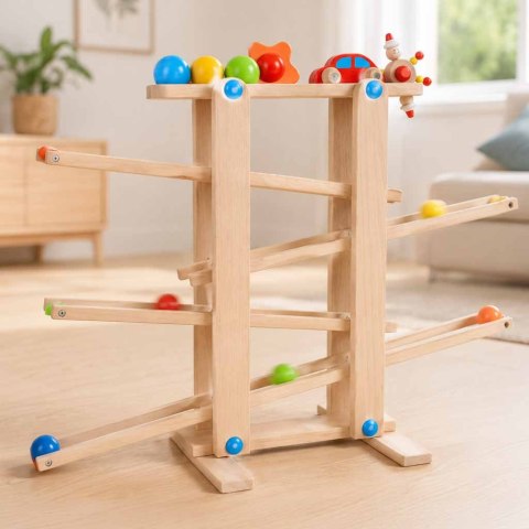 Tor kulkowy drewniany kulodrom montessori XXL