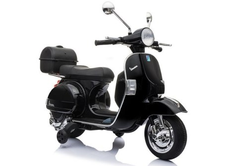 Skuter na Akumulator Vespa Dla Dzieci Światła LED Panel MP3 Czarny