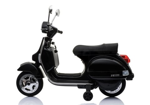 Skuter na Akumulator Vespa Dla Dzieci Światła LED Panel MP3 Czarny
