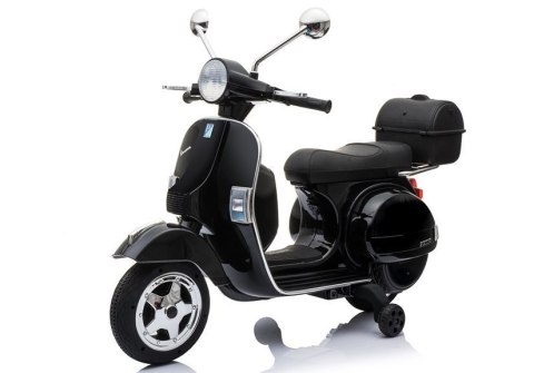 Skuter na Akumulator Vespa Dla Dzieci Światła LED Panel MP3 Czarny