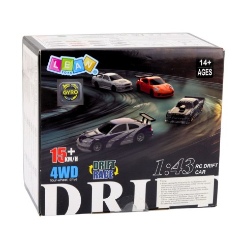 Auto Sportowe Do Driftu Zdalnie Sterowane RC Czarne Pachołki 15 km/h 1:43
