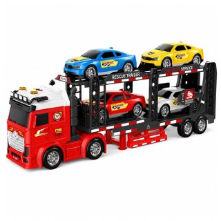 Ciężarówka Lora Transporter Laweta z 4 Samochodami Światła Dźwięki