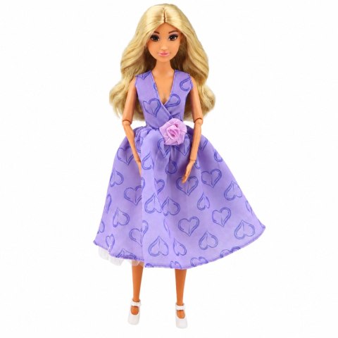 Lalka Anlily Fashion w Fioletowej Sukience W Serca Torebka Akcesoria Zestaw