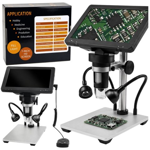 Mikroskop Edukacyjny Cyfrowy Pilot Przewodowy 1200X LCD 7 CALI HD Kamera