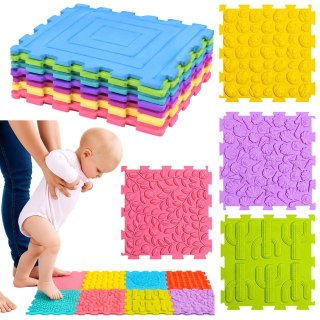 Sensoryczne Puzzle Silikonowe Mata Ścieżka Sensoryczna Kolorowe 25 cm 12el.