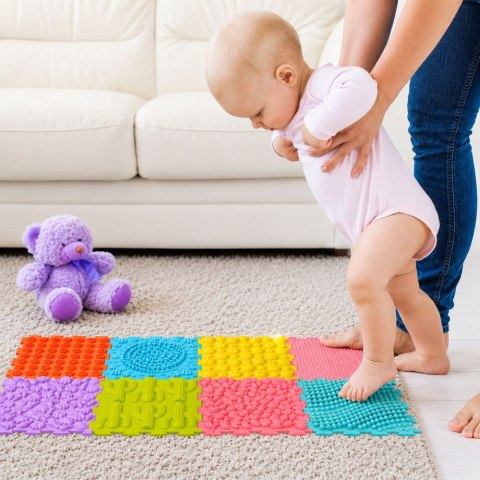 Sensoryczne Puzzle Silikonowe Mata Ścieżka Sensoryczna Kolorowe 25 cm 12el.