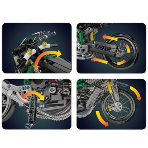 Klocki Konstrukcyjne Motocykl Wyścigowy Sportowy Czarny 656 el.