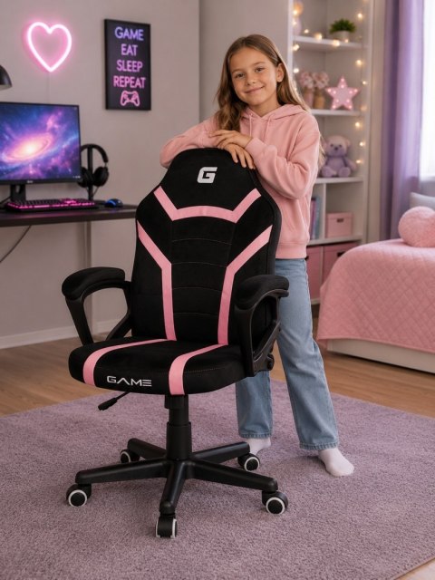 Fotel obrotowy do biurka MARIO ALCANTARA BLACK + PINK
