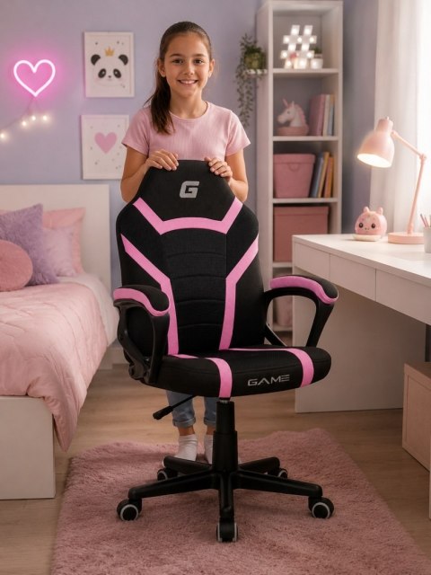 Fotel obrotowy do biurka MARIO BLACK PINK Fabric