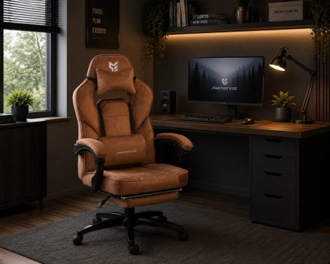 Fotel obrotowy do biurka TITAN BROWN ALCANTARA PRO