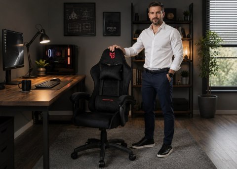 Fotel obrotowy gamingowy ENZO XL BLACK ALCANTARA