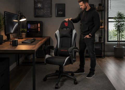 Fotel obrotowy gamingowy ENZO XL GREY FABRIC