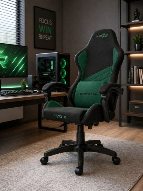 Fotel obrotowy gamingowy EVO FABRIC GREEN XL