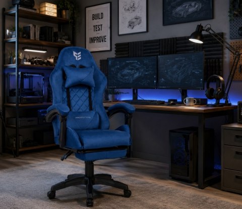 Fotel obrotowy gamingowy XL POKER PRO BLUE ALCANTARA