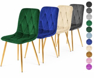 Krzesła tapicerowane BORGO VELVET GOLD zestaw 4 sztuk kolory do wyboru