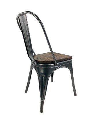 Krzesło metalowe loft CORSICA GRAPHITE WOOD