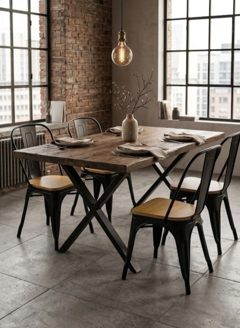 Krzesło metalowe loft CORSICA NERO PINE