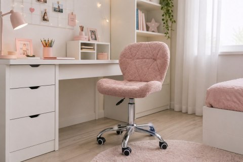 Krzesło obrotowe VASTO OFFICE BARANEK BOUCLE PINK SILVER