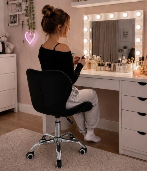 Krzesło obrotowe VASTO OFFICE VELVET BLACK SILVER