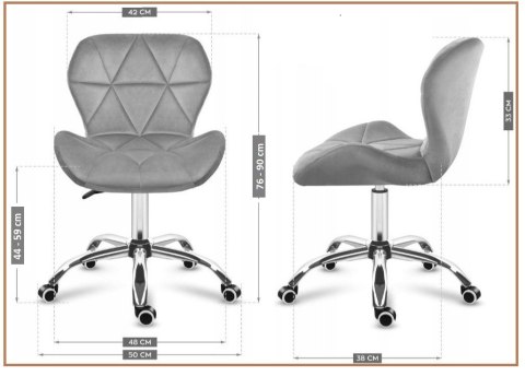 Krzesło obrotowe VASTO OFFICE VELVET DARK GREY SILVER
